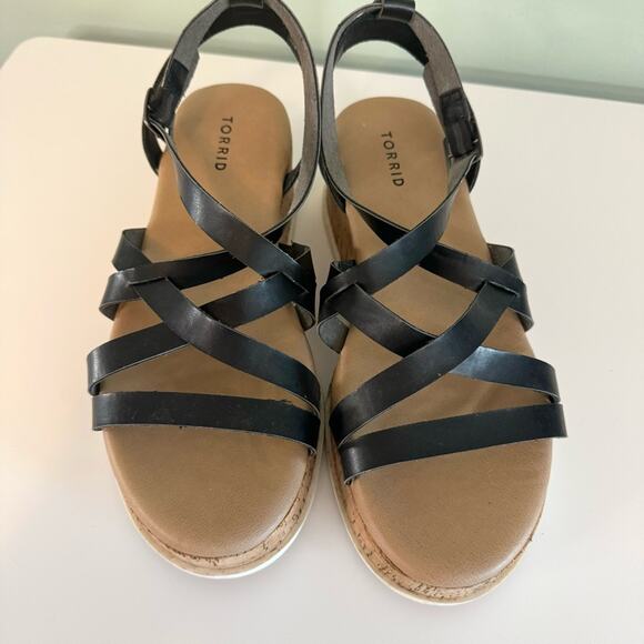 Torrid Women's Black Cork Round Toe Ankle Strap Platform Gladiator Sandal 11.5W - Picture 11 of 12